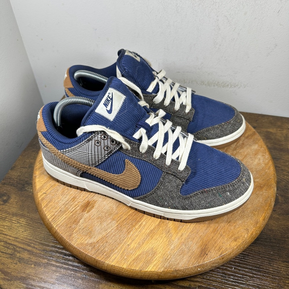 Nike Dunk Low Retro SE Midnight Navy Ale Brown Corduroy Plaid FQ8746-410 Mens 10